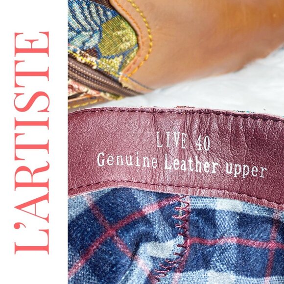 L’ARTISTE LEATHER ANKLE TAPESTRY BOOTIE TASSEL UNIQUE ARTISTIC BOHO, WOMEN’s 40 - Picture 12 of 16